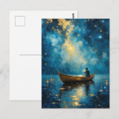 Carte Postale Bateau de pêche de nuit Starry (Devant / Derrière)