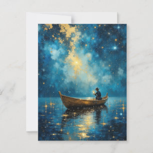 Carte Postale Bateau de pêche de nuit Starry