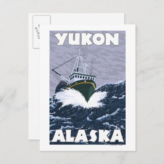 Carte Postale Bateau de pêche - Yukon, Alaska (Devant / Derrière)