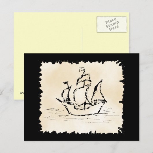 Carte Postale Bateau de pirate (Devant / Derrière)