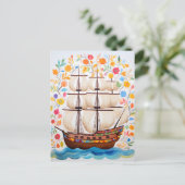 Carte Postale Bateau de pirates colorés (Debout devant)