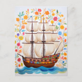 Carte Postale Bateau de pirates colorés (Devant)