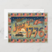 Carte Postale Bateau d'Eagle chauve de lever de soleil de (Devant / Derrière)