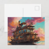 Carte Postale Bateau domestique Steampunk (Devant / Derrière)