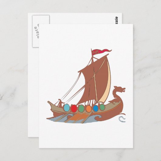 Carte Postale Bateau dragon Wikinger Drachenboot (Devant / Derrière)