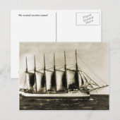 Carte Postale Bateau en bois à six mâts (Devant / Derrière)