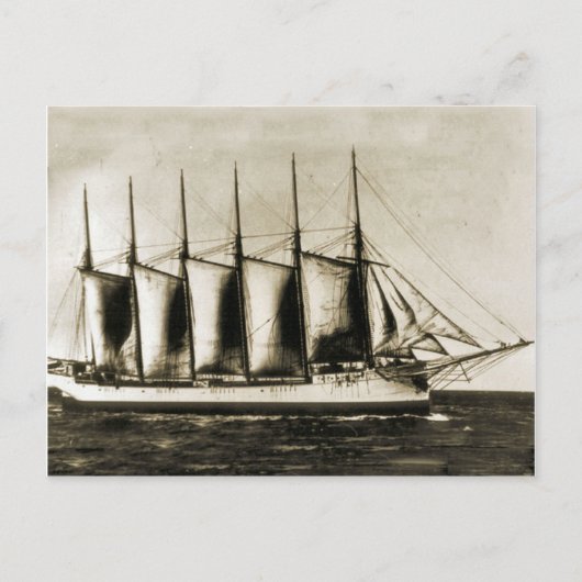 Carte Postale Bateau en bois à six mâts (Devant)