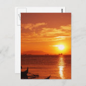 Carte Postale bateau et coucher de soleil (Devant / Derrière)