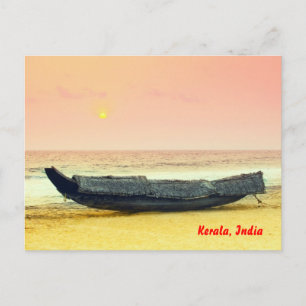 Carte Postale Bateau et coucher de soleil, Kerala, Inde