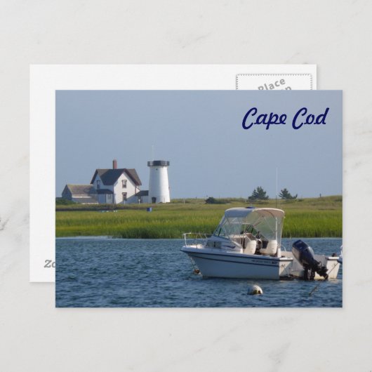 Carte Postale Bateau et phare Chatham Cape Cod (Devant / Derrière)