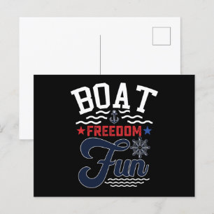 Carte Postale Bateau Liberté Fun 4 Juillet Boatier