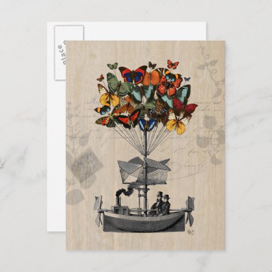 Carte Postale Bateau papillon 2 (Devant / Derrière)