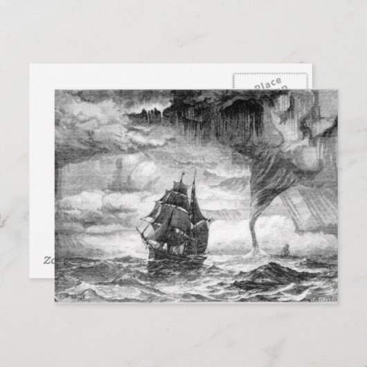 Carte Postale Bateau pirate dans une tempête (Devant / Derrière)