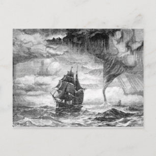 Carte Postale Bateau pirate dans une tempête