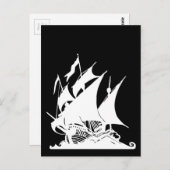 Carte Postale Bateau pirate noir et blanc (Devant / Derrière)