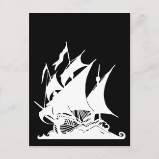 Carte Postale Bateau pirate noir et blanc