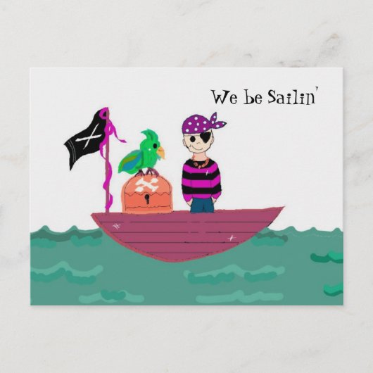 Carte Postale Bateau Pirate - Nous naviguons (Devant)