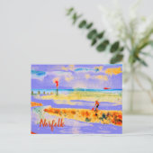 Carte Postale Bateau rouge sur la plage à Mundesley, Norfolk (Debout devant)