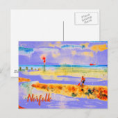 Carte Postale Bateau rouge sur la plage à Mundesley, Norfolk (Devant / Derrière)