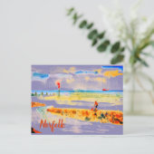 Carte Postale Bateau rouge sur la plage à Mundesley, Norfolk Car (Debout devant)