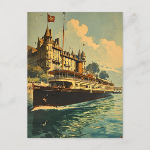 Carte postale bateau vintage Lake Geneva