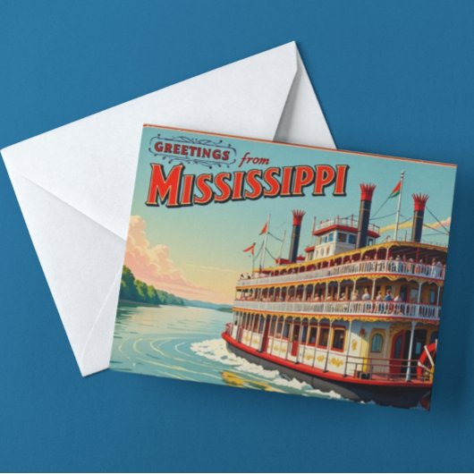 Carte Postale Bateau vintage Mississippi