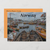 Carte Postale Bateaux à Bergen en Norvège (Devant / Derrière)