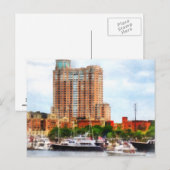 Carte Postale Bateaux à Inner Harbour Baltimore MD (Devant / Derrière)