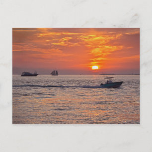Carte Postale Bateaux à Key West, Floride, à Sunset