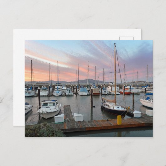 Carte Postale Bateaux à la marina (Devant / Derrière)