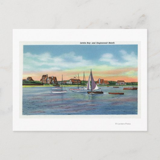 Carte Postale Bateaux à voile dans Lewis Bay, Englewood Beach Vi (Devant)