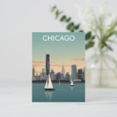 Carte Postale Bateaux à voile de l'horizon de Chicago (Debout devant)