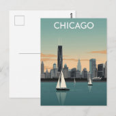Carte Postale Bateaux à voile de l'horizon de Chicago (Devant / Derrière)