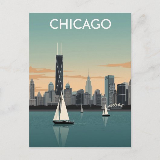 Carte Postale Bateaux à voile de l'horizon de Chicago (Devant)