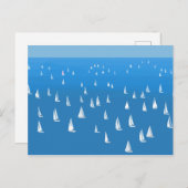 Carte Postale Bateaux à voile en mer bleu profond - Regatta Bate (Devant / Derrière)