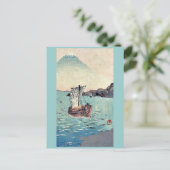 Carte Postale Bateaux à voile et Mont Fuji par Yamamoto, Shokoku (Debout devant)
