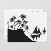 Carte Postale Bateaux à voile et palmiers (Devant / Derrière)