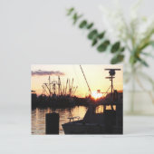 Carte Postale Bateaux au coucher du soleil (Debout devant)