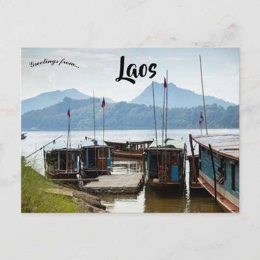 Carte Postale Bateaux au Laos (Devant)
