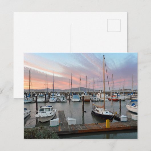 Carte Postale Bateaux dans la marina (Devant / Derrière)