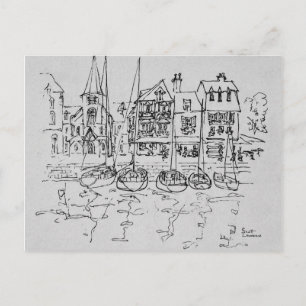 Carte Postale Bateaux dans le port à Honfleur Normandie, Franc