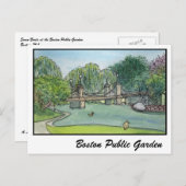 Carte Postale Bateaux de cygne de jardin public de Boston (Devant / Derrière)