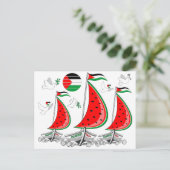 Carte Postale Bateaux de la Flottille de la Liberté Mondiale à G (Debout devant)