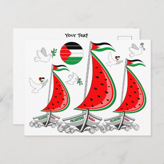 Carte Postale Bateaux de la Flottille de la Liberté Mondiale à G (Devant / Derrière)