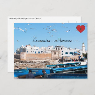 Carte Postale Bateaux de pêche bleu à Essaouira - Maroc