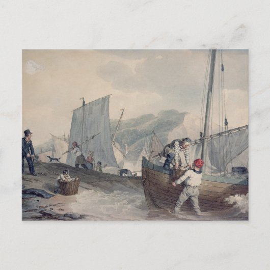 Carte Postale Bateaux de pêche déchargeant (Devant)