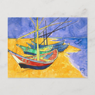 Carte Postale Bateaux De Pêche Plage Saintes-Maries Van Gogh Fin