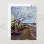 Carte Postale Bateaux de pêche sur la plage (Devant / Derrière)