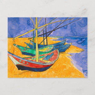 Carte Postale Bateaux de Van Gogh Impressionnisme Plage