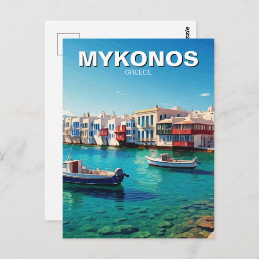 Carte Postale Bateaux des îles grecques de Mykonos (Devant / Derrière)